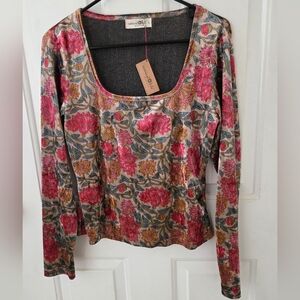 Natural Life Floral Long Sleeve Top Large